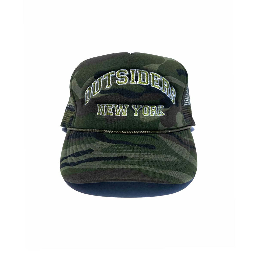Outsiders Collegiate Logo Trucker Hat Army Camo Outsiders Ny