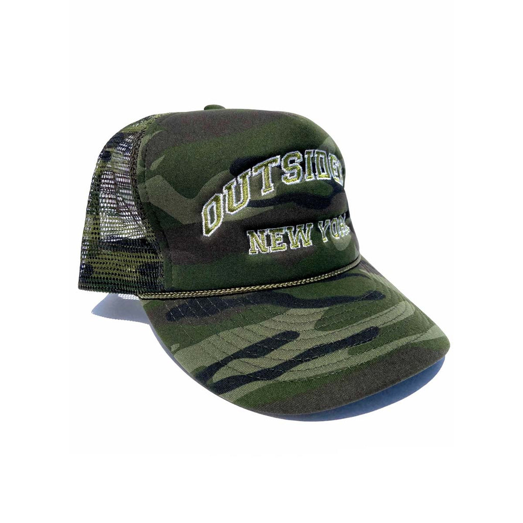 Outsiders Collegiate Logo Trucker Hat Army Camo Outsiders Ny