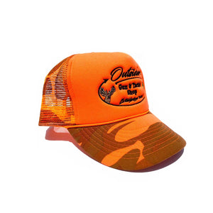 Outsiders Gun & Tackle Shop Trucker Hat - Safety Orange / Camo